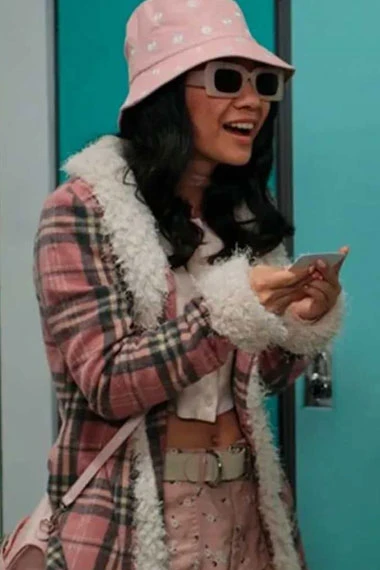 Rebecca Li Fakes Jennifer Tong Checked Pink Plaid Wool Blazer