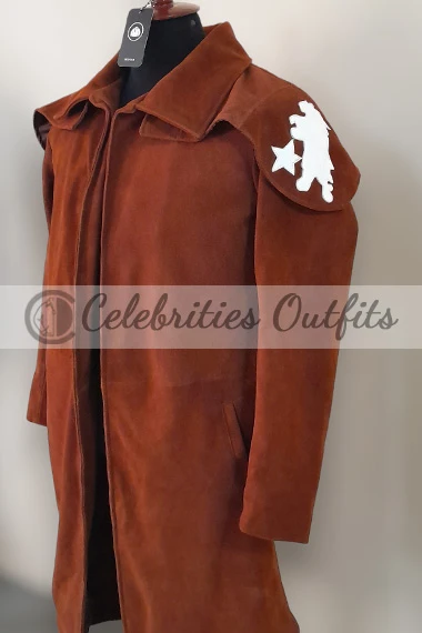 New Vegas NCR Veteran Ranger Fallout Brown Long Duster Coat fallout-new-vegas-brown-leather-coat