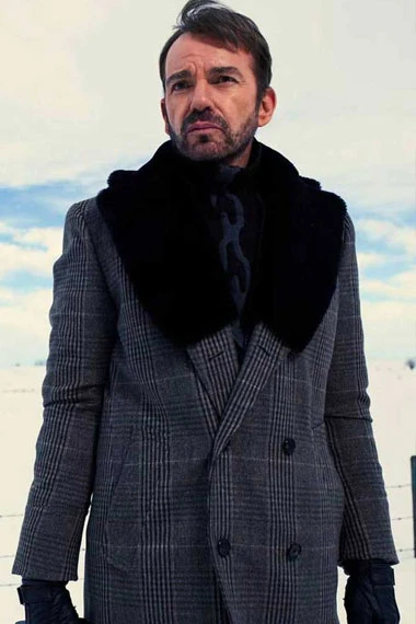 Lorne Malvo Fargo Billy Bob Thornton Checked Grey Plaid Coat