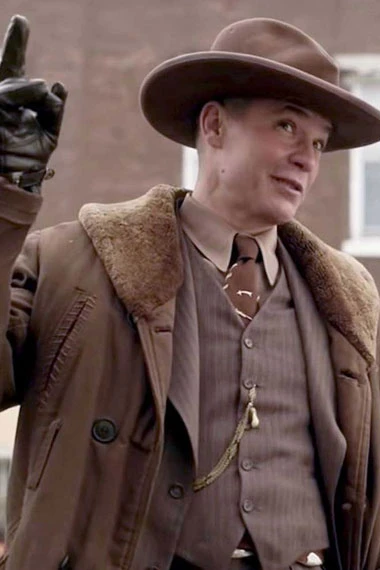 Dick Wickware Fargo Timothy Olyphant Beige Shearling Coat