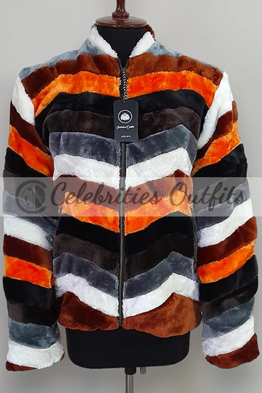 Mary Elizabeth Winstead Fargo Nikki Swango Stripes Fur Jacket