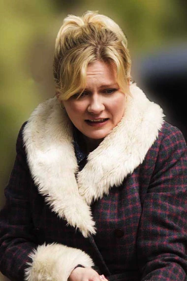Peggy Blumquist Fargo Kirsten Dunst Checked Purple Plaid Coat