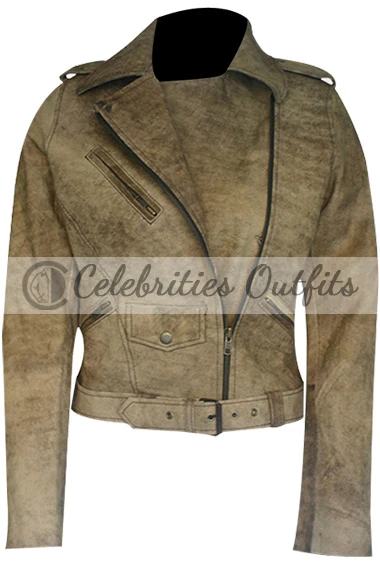 Fast And Furious Michelle Rodriguez Brown Distressed Jacket