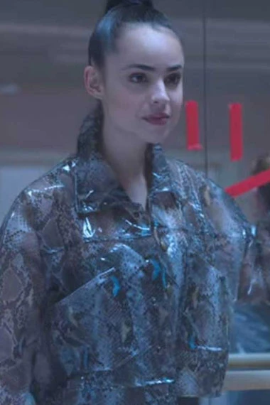 April Dibrina Sofia Carson Feel The Beat Snake Print Jacket