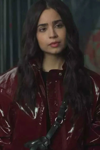 Sofia Carson April Dibrina Feel The Beat Maroon Leather Jacket