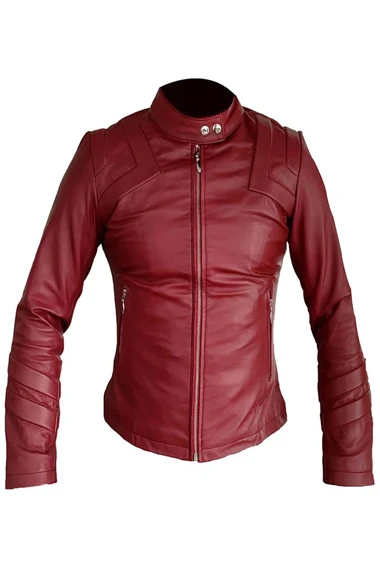 San Andreas Alexandra Daddario Maroon Leather Jacket blake-san-andreas-alexandra-daddario-leather-jacket