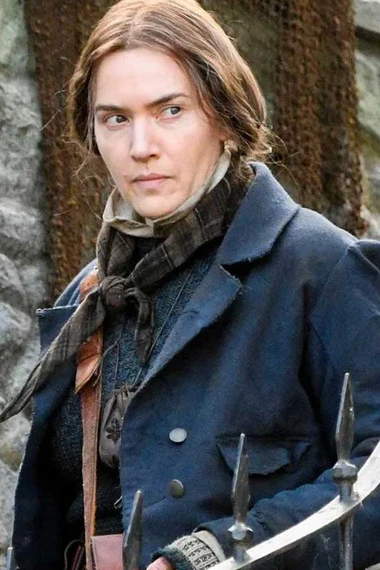 Mary Anning Kate Winslet Ammonite Cropped Blue Trench Jacket