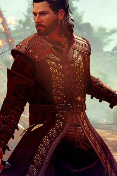 Gale Baldurs Gate 3 Cosplay Video Game Maroon Leather Coat
