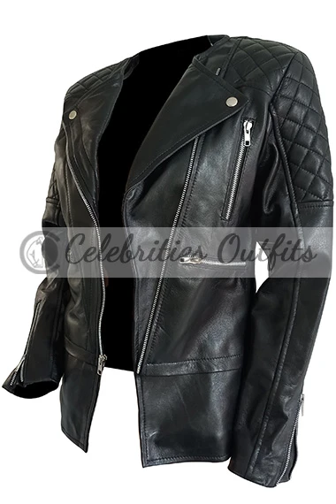 Kristen Stewart Black Quilted Jacket kristen-stewart-black-leather-jacket
