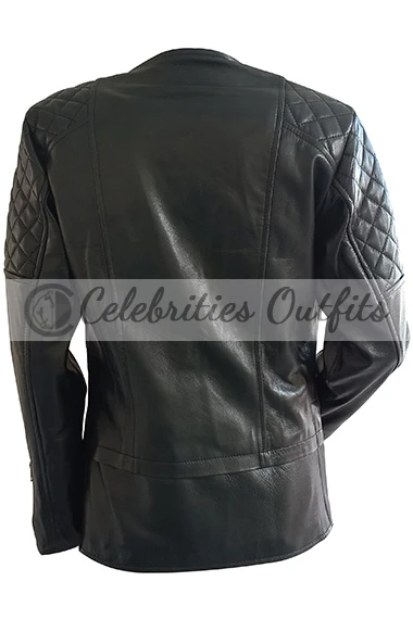 Kristen Stewart Black Quilted Jacket kristen-stewart-black-leather-jacket