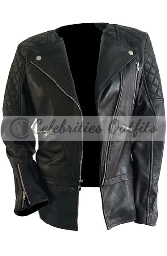 Kristen Stewart Black Quilted Jacket kristen-stewart-black-leather-jacket