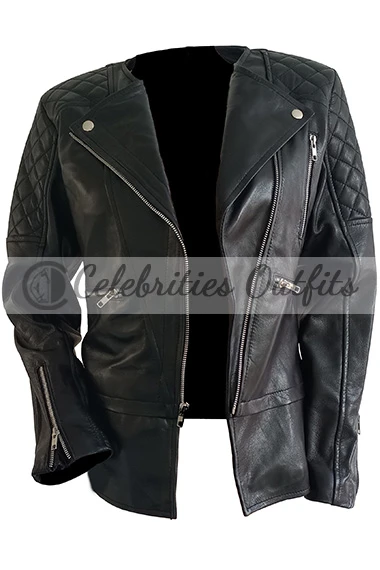 Kristen Stewart Quilted Black Biker Leather Jacket