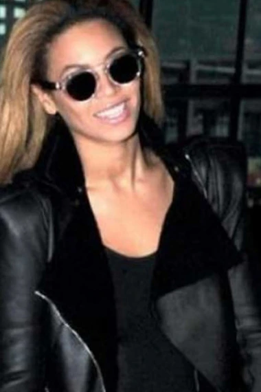 Beyonce Balmain Shearling Lined Black Leather Jacket