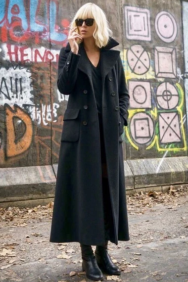 Charlize Atomic Blonde Lorraine Broughton Black Coat