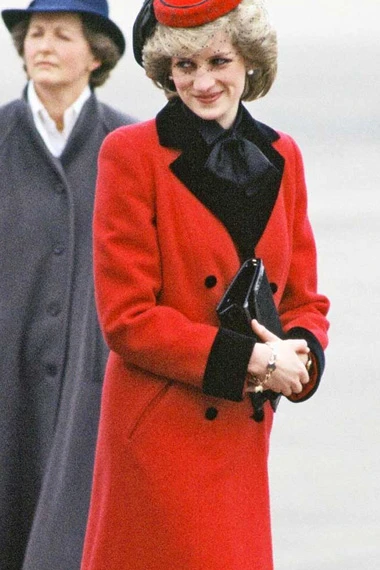Kristen Stewart Princess Diana Spencer Red Wool Trench Coat
