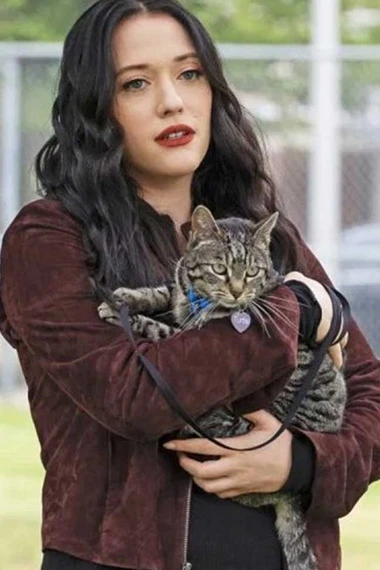 Dollface TV Show Kat Dennings Jules Wiley Brown Velvet Jacket