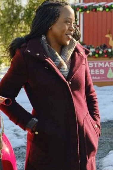 Hannah Rukiya Bernard Christmas In Evergreen Maroon Wool Coat