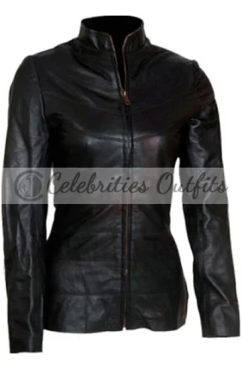 I Robot Bridget Moynahan Susan Calvin Black Leather Jacket bridget-moynahan-i-robot-jacket