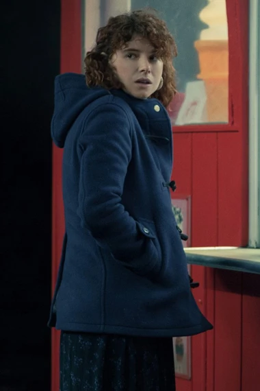 Jessie Buckley I'm Thinking Of Ending Things Blue Hooded Coat