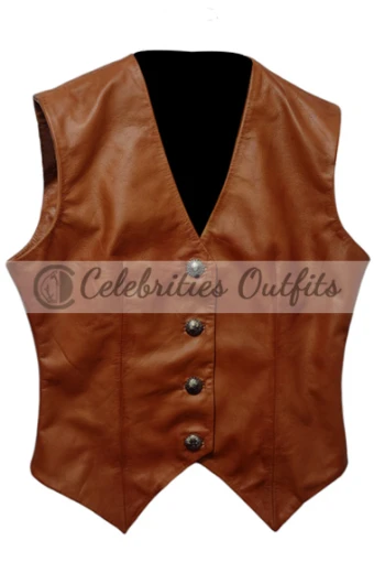 Jessica Simpson Daisy Duke Dukes of Hazzard Brown Leather Vest jessica-simpson-the-dukes-hazzard-vest