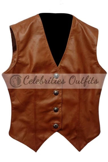 Dukes of Hazzard Jessica Simpson Daisy Duke Brown Leather Vest