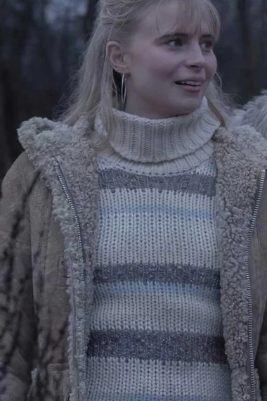 Ida Equinox Karoline Hamm Beige Wool Shearling Lined Coat