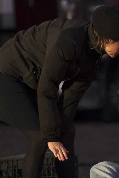 Director Sabrina Doyle Lorelei Black Satin Puffer Jacket