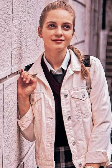 Isik Love 101 TV Series Ipek Filiz Yazici White Denim Jacket