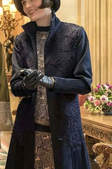 Lady Mary Downton Abbey Michelle Dockery Embroidered Coat