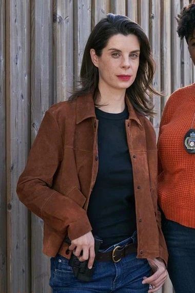 Meredith MacNeill Pretty Hard Cases Brown Suede Jacket pretty-hard-cases-samantha-wazowski-jacket