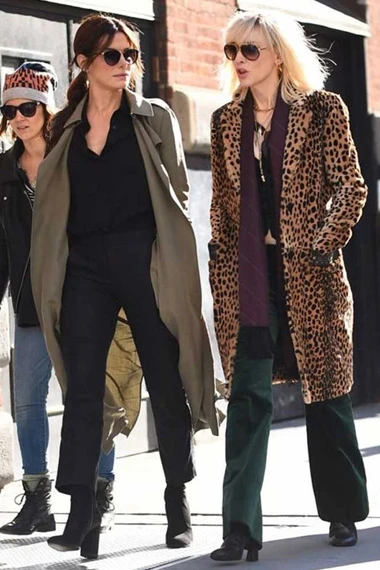 Debbie Oceans Eight Sandra Bullock Grey Cotton Trench Coat