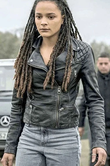 Sasha Lane Alice Monaghan Hellboy Biker Black Quilted Jacket