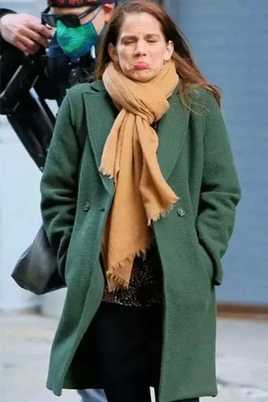 Vivian Kent Inventing Anna Chlumsky Wool Green Trench Coat