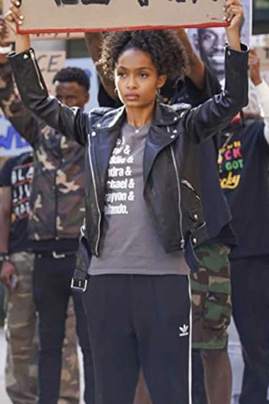Zoey Johnson Grown ish Yara Shahidi Biker Black Leather Jacket