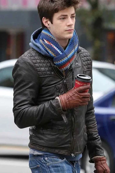 Barry Allen The Flash Grant Gustin Black Quilted Biker Jacket