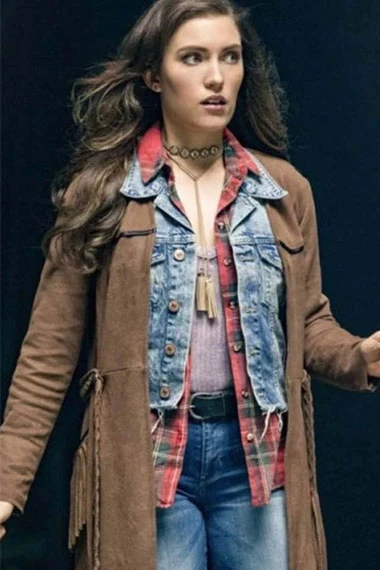 Miranda MacDougall Fiddler Flash Izzy Bowin Brown Trench Coat