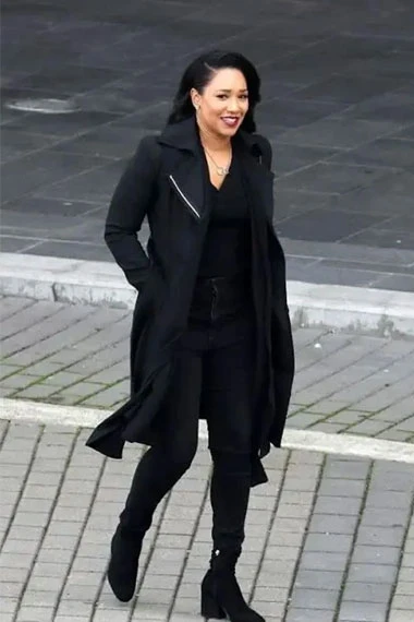 Iris West Allen The Flash Candice Patton Black Wool Coat