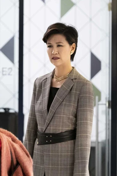 Jean Miller The Flight Attendant Cindy Cheung Checked Coat