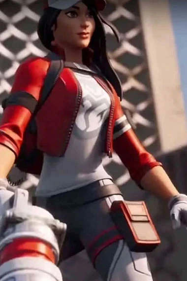 Fortnite Video Game Remedy Red Cropped Cosplay Leather Jacket