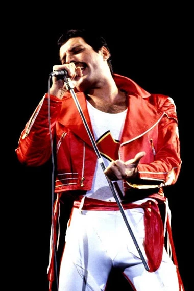 Mens Freddie Mercury Concert Casual Biker Red Leather Jacket