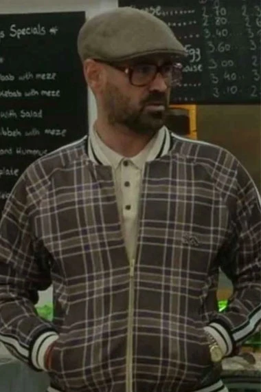 Colin Farrell Gentlemen Coach Checked Bomber Varsity Jacket