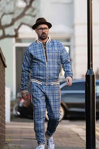 The Gentlemen Colin Farrell Coach Blue Checked Varsity Jacket