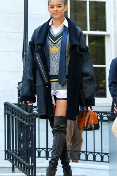 Jordan Alexander Gossip Girl Julien Calloway Shearling Coat