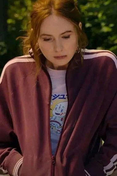Sam Gunpowder Milkshake Karen Gillan Maroon Fleece Jacket