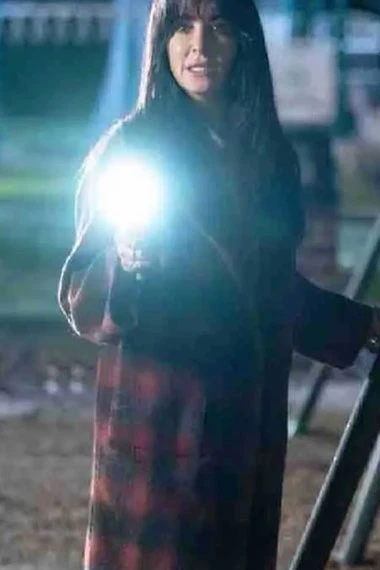 Lindsey Wallace Kyle Richards Halloween Kills Red Plaid Coat