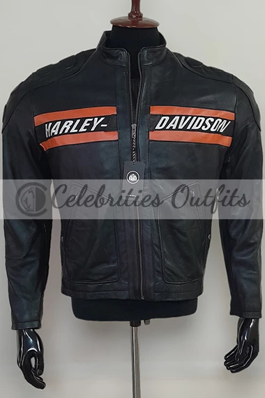 Bill Goldberg Harley Davidson Black Motorcycle Leather Jacket