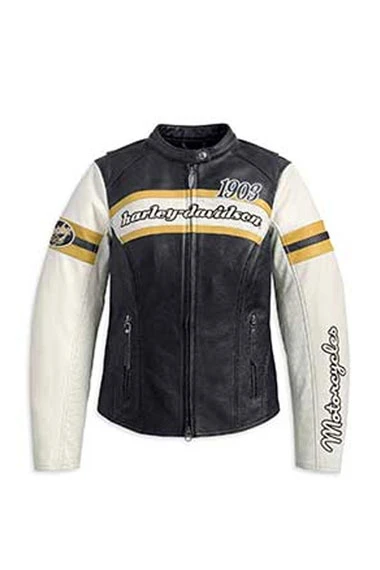 Harley Davidson Motorcycles 1903 Black White Leather Jacket