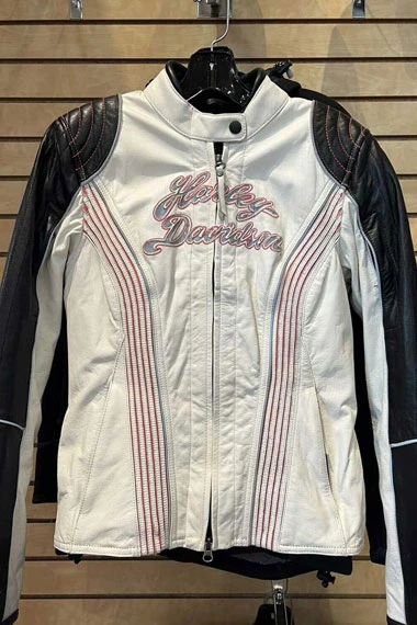 Motorcycles Harley Davidson Spirited Eagle White Biker Jacket