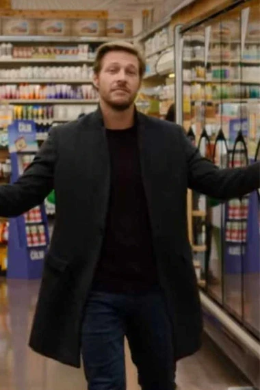 Luke Bracey Jackson Holidate Mens Black Wool Trench Coat