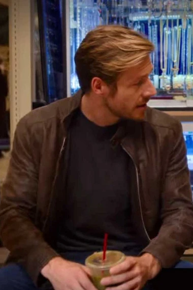 Luke Bracey Jackson Holidate Mens Brown Biker Leather Jacket